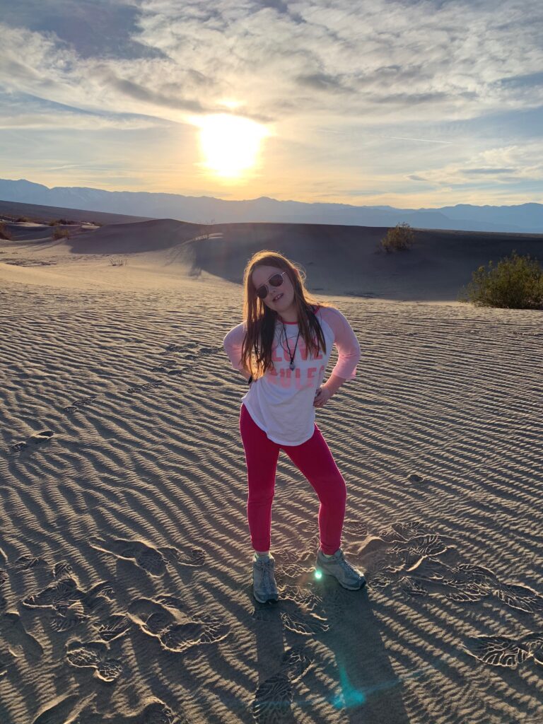 Cameron at sunset in the Mesquite Flat Sand Dunes in Death Valley National Park.