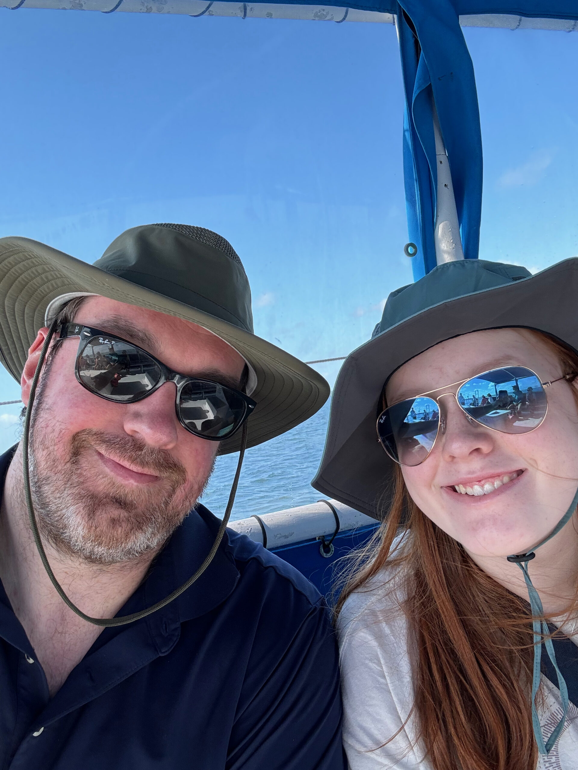 Cameron and myself take a photo on the boat as we tour the Keys of Biscayne National Park.