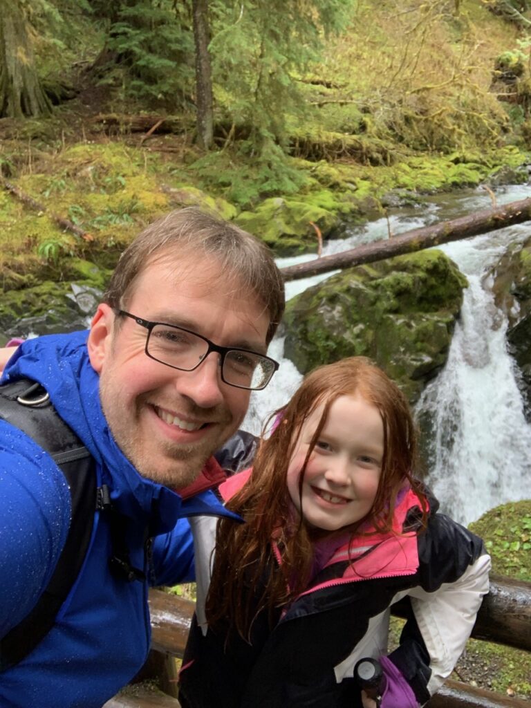 Cameron and myself in the rain after hiking to Sol Duc Falls in Olympic National Park.