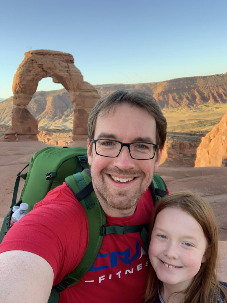 Cameron and myself at Delicate Arch in Arches National Park at sunrise