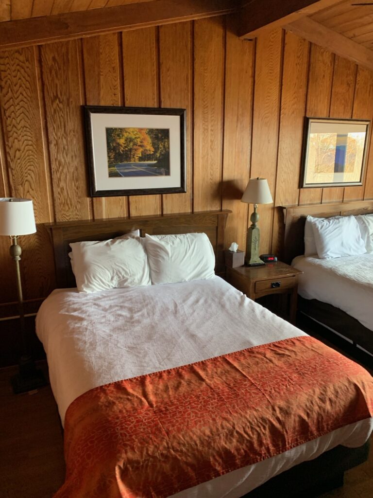 Bedroom in Skyland Lodge in Shenandoah National Park.