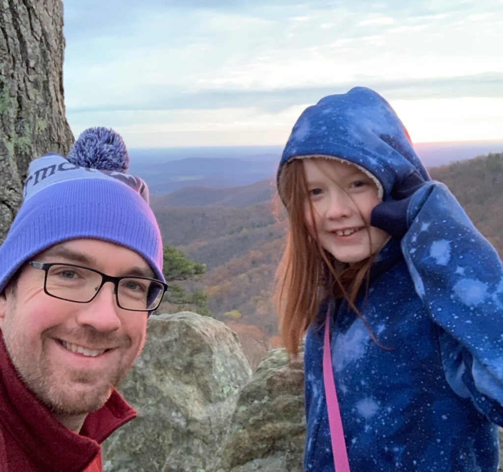 Cameron and myself at a view point in Shenandoah National Park waiting for the sunset.