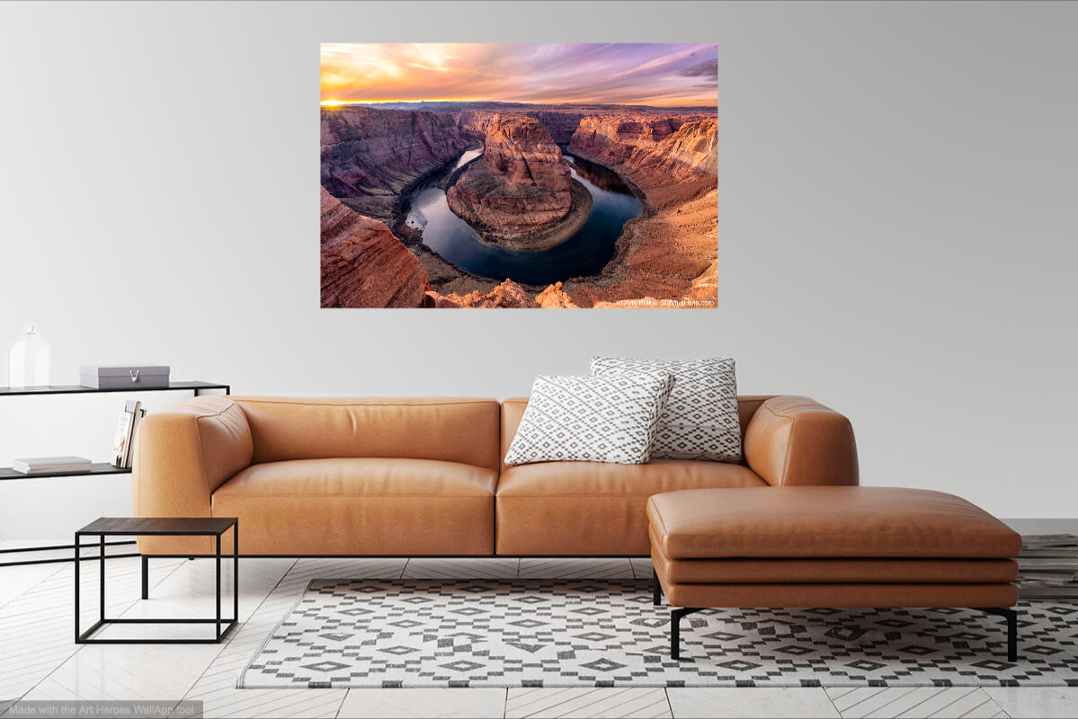 Horseshoe Bend Print - hung in a bedroom