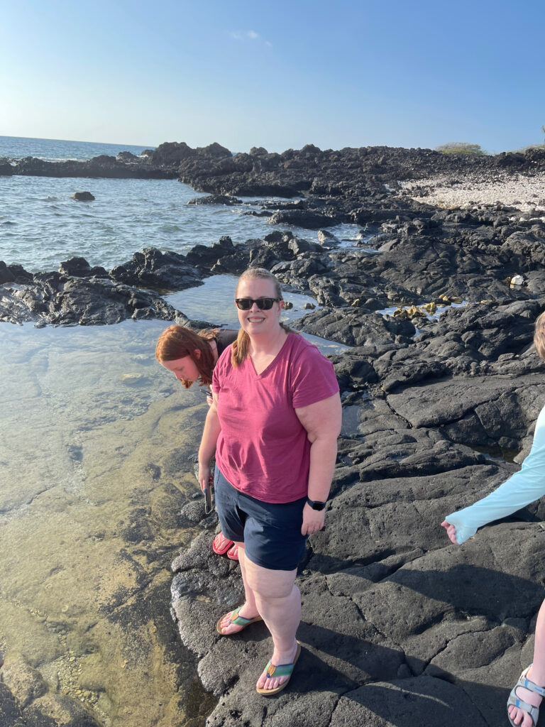 Cat, Cameron and Collin look for life in the tide pools in Kakapa Bay in Hawaii. 