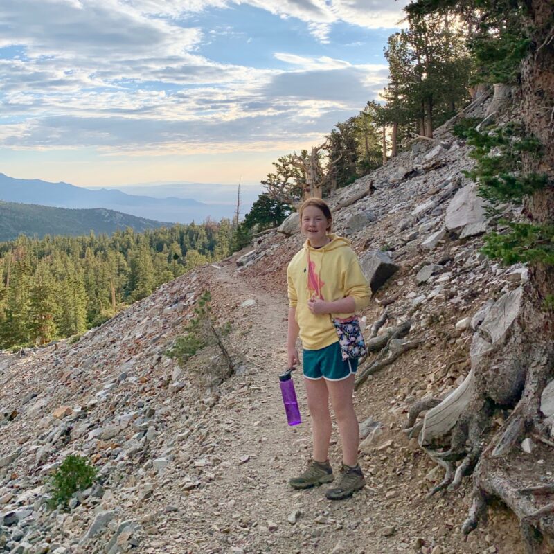 Cameron in the early morning on the trail to the Bristlecone Pines in Great Basin National park.