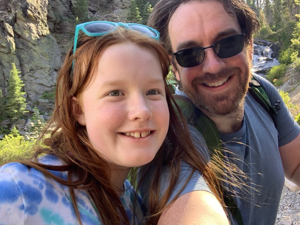 Cameron and myself taking a brake after the hike down to Kings Creek and checking out the waterfalls. Sitting down in the middle of a forest with wonderful light making its ways through the tree.