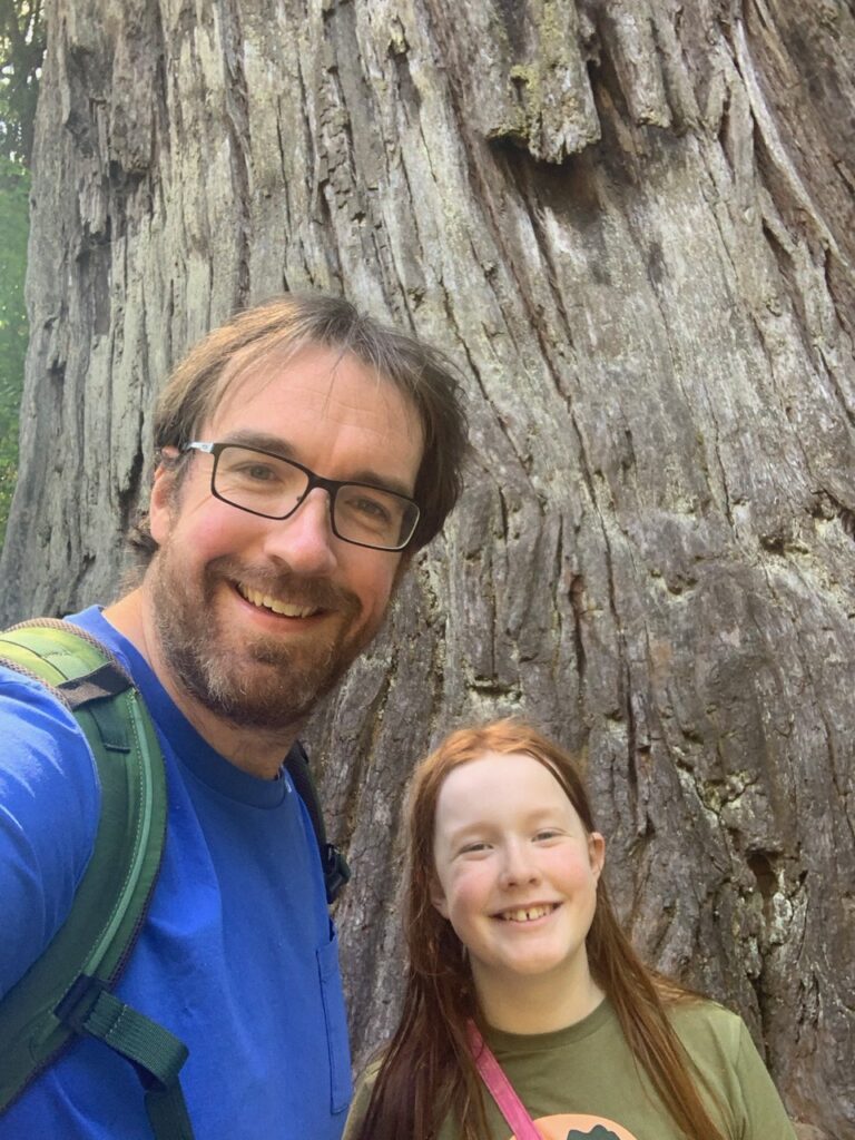 Cameron and myself on the Big Tree Access Trail in Redwoods National Park.