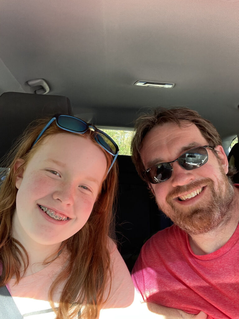 Cameron and myself pose for a photo in our rental car in the Virgin Islands.