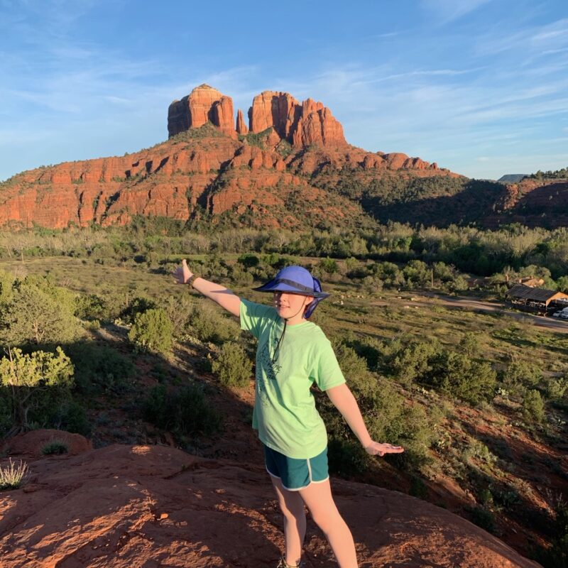 Cameron posing at sunset on the Secret Slickrock Trail in Sedona AZ.