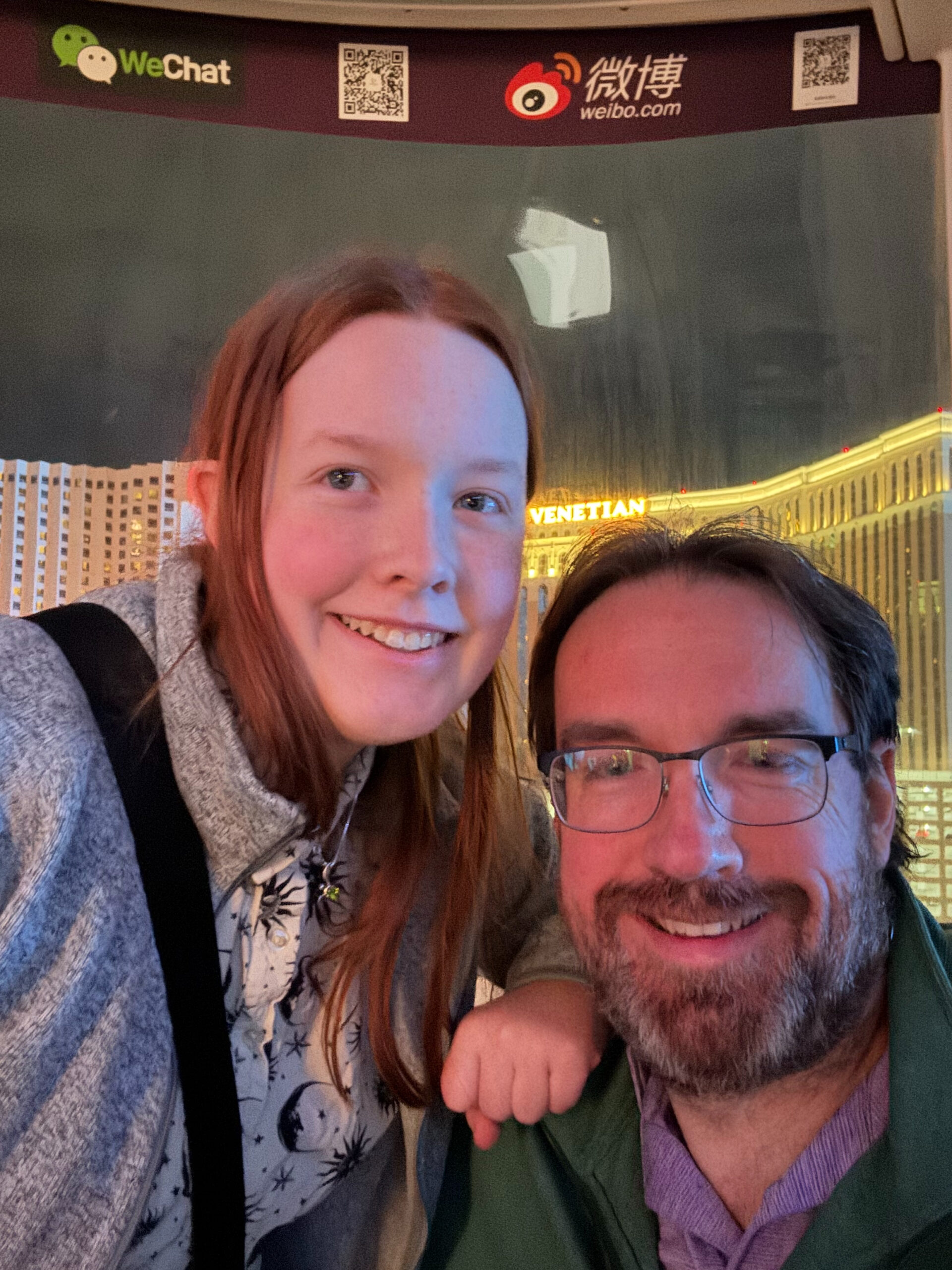 Chris and Cameron - all smiles on the High Roller Ferris Wheel in Las Vegas. 