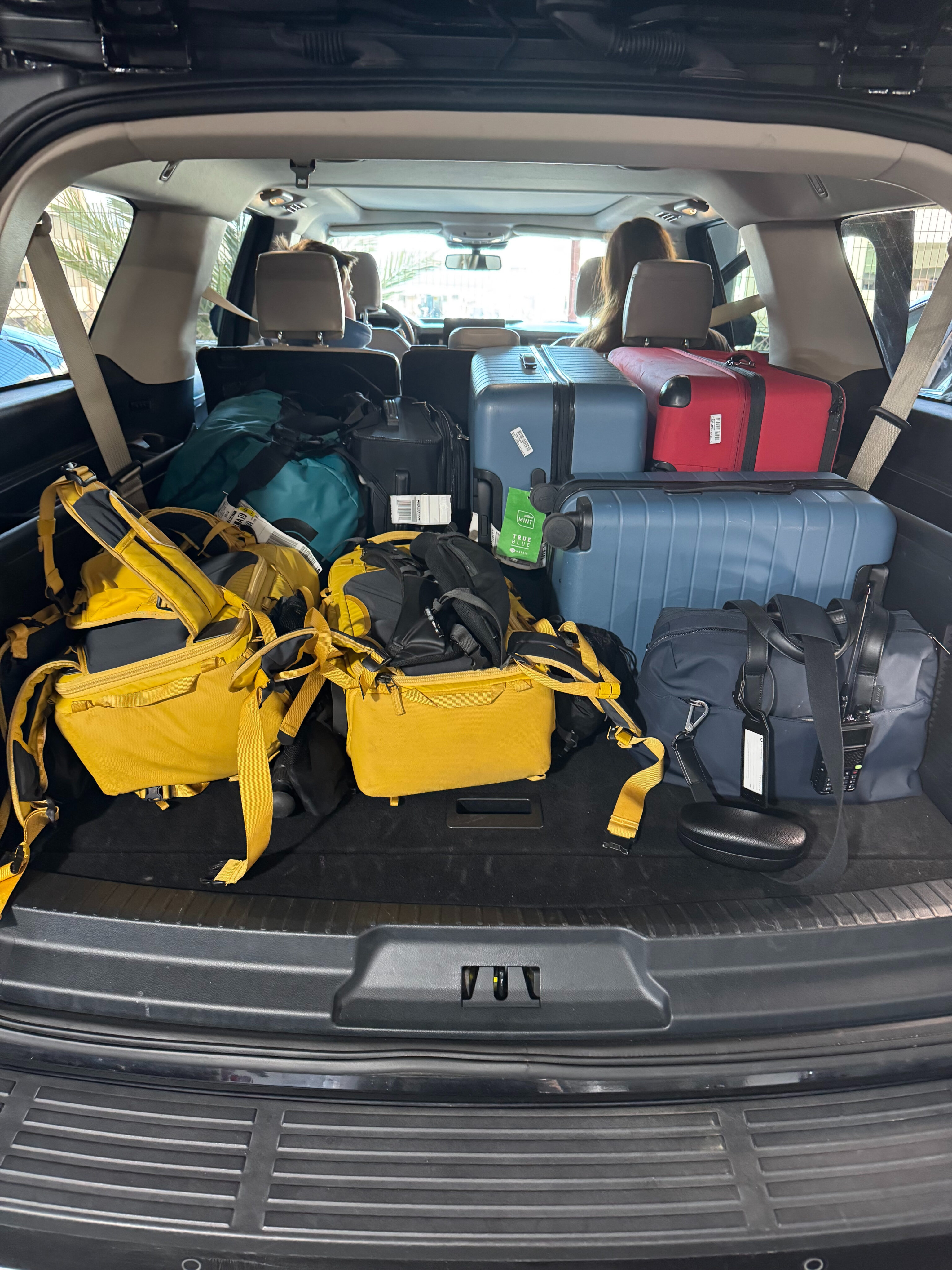 Our SUV fully laded ready to make the drive from Las Vegas to Death Valley. The back is packed with all our bags.