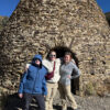 Cat, Cameron and Collin standing in front of one of the Wildrose Charcoal Kilns in Death Valley National Park.