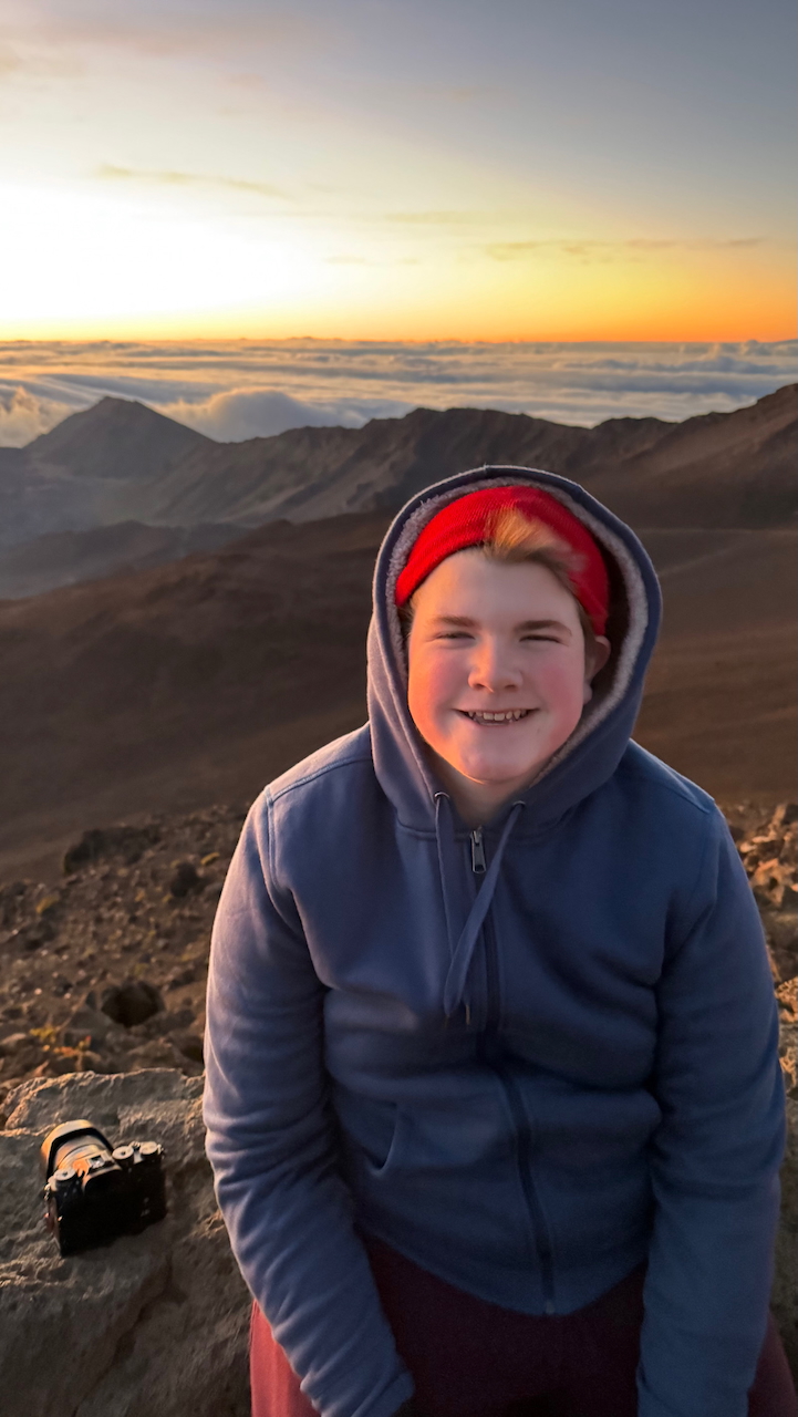 Collin bundled up at Haleakalā sunrise.