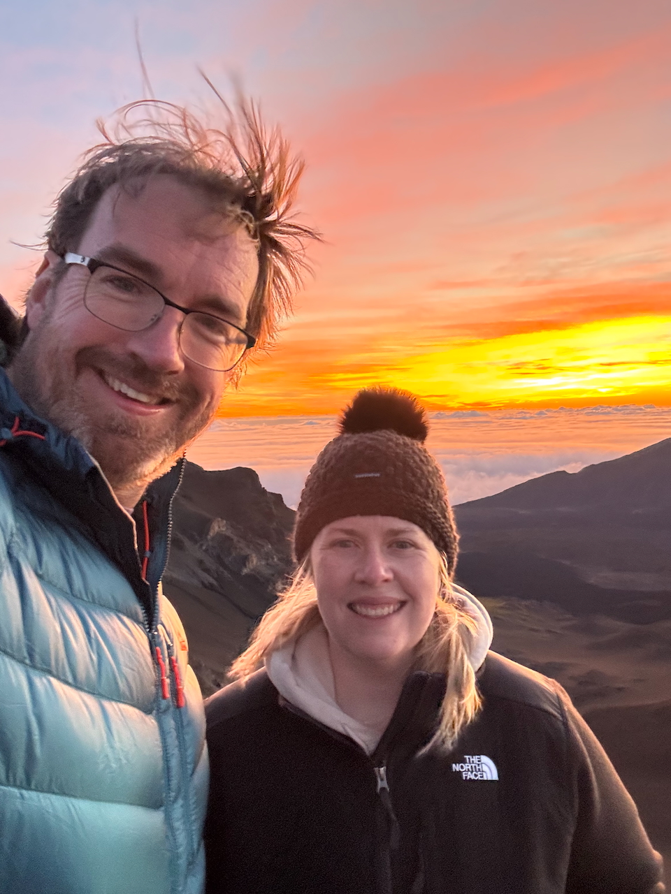Chris and Cat at Haleakalā sunrise.