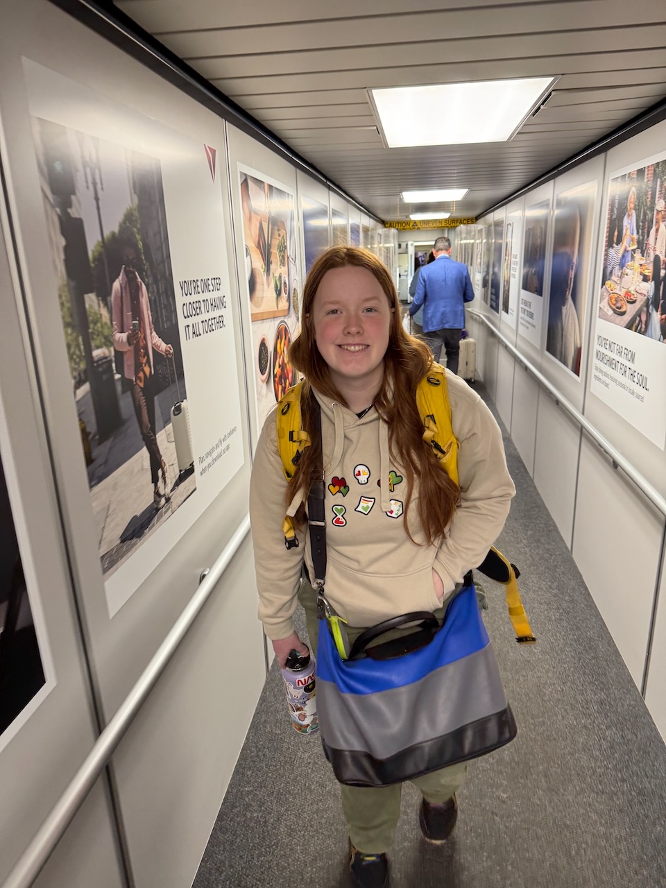 Cameron walking down the jet bridge in Boston, excited to board our Delta flight to Minnesota for our Voyageurs National Park trip.