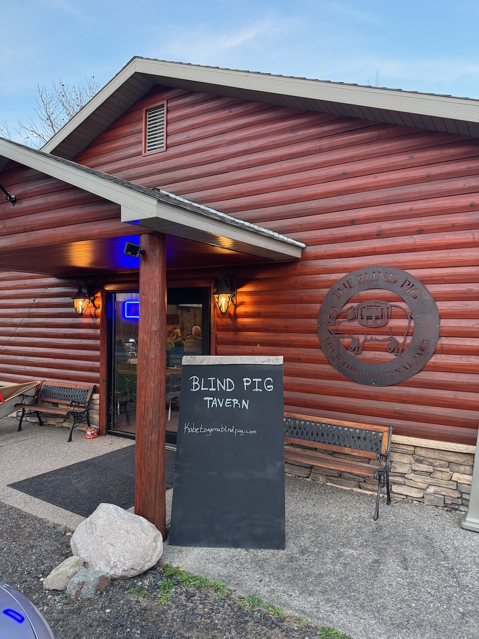 Entrance of The Blind Pig restaurant in International Falls, Minnesota.