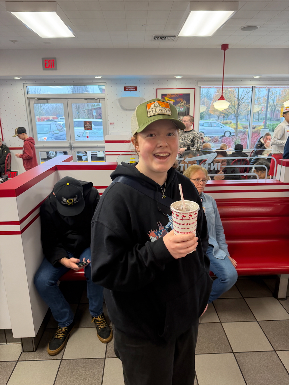 Cameron at In-N-Out Burger in Washington after the Oregon Coast trip
