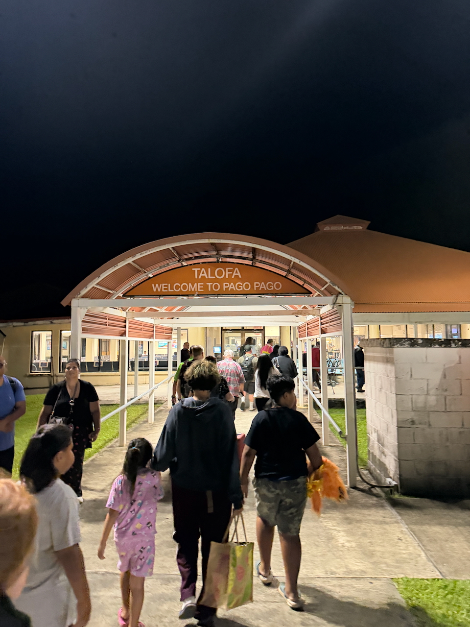 Passengers entering the airport in Pago Pago, American Samoa.