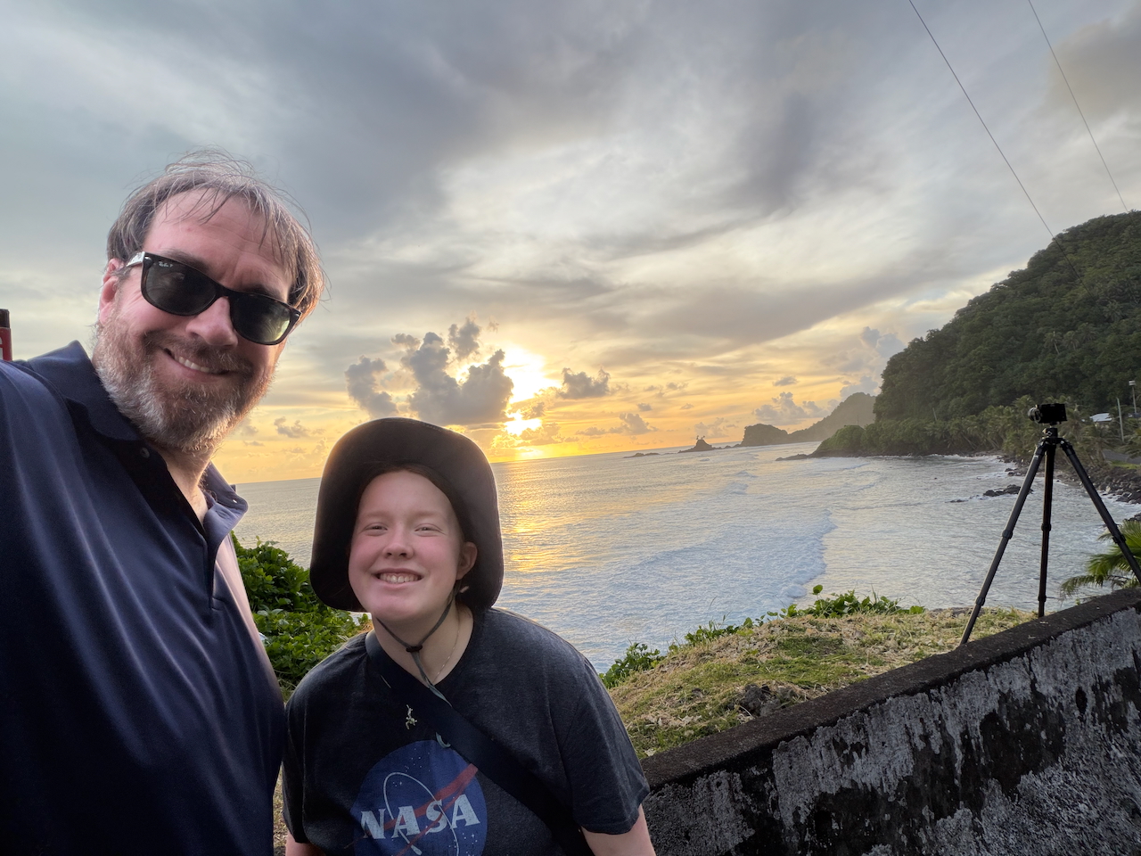 Chris and Cameron at sunset in American Samoa.