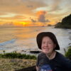 Sunset over the coastline near Failolo in American Samoa.