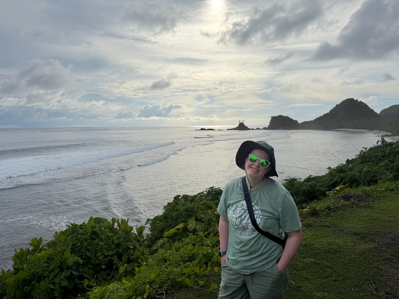Cameron at sunset in American Samoa on the second evening.