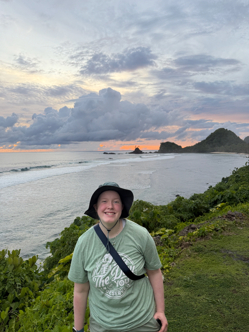 Cameron smiling at sunset in American Samoa.