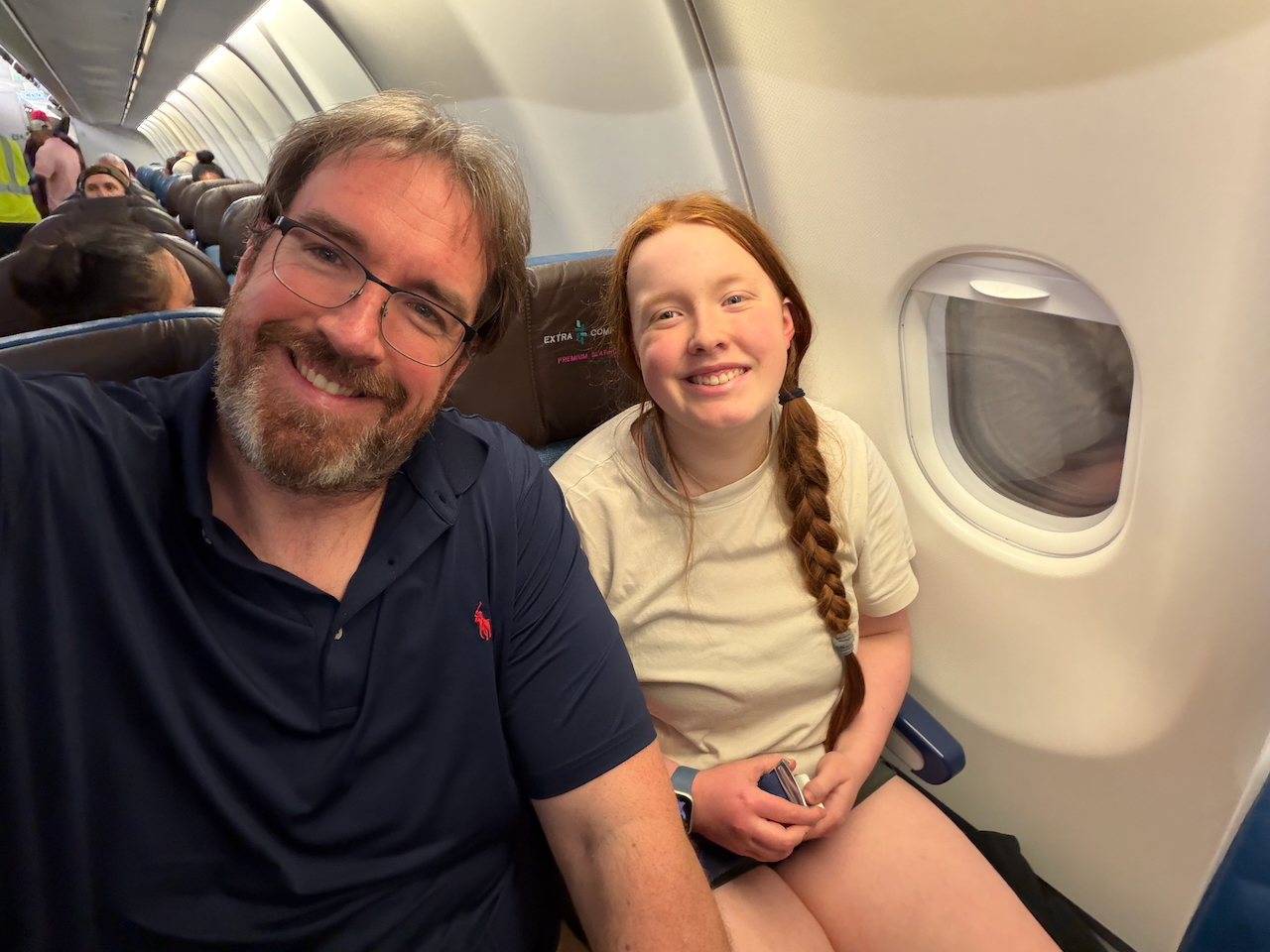 Chris and Cameron on the plane from American Samoa to Honolulu.