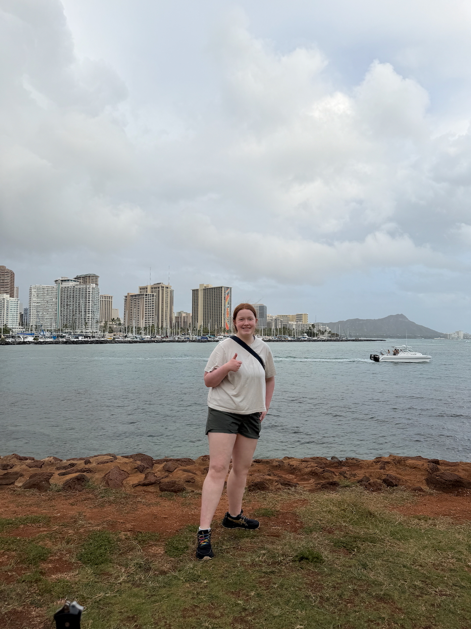 Cameron at Ala Moana Beach Park in Honolulu.
