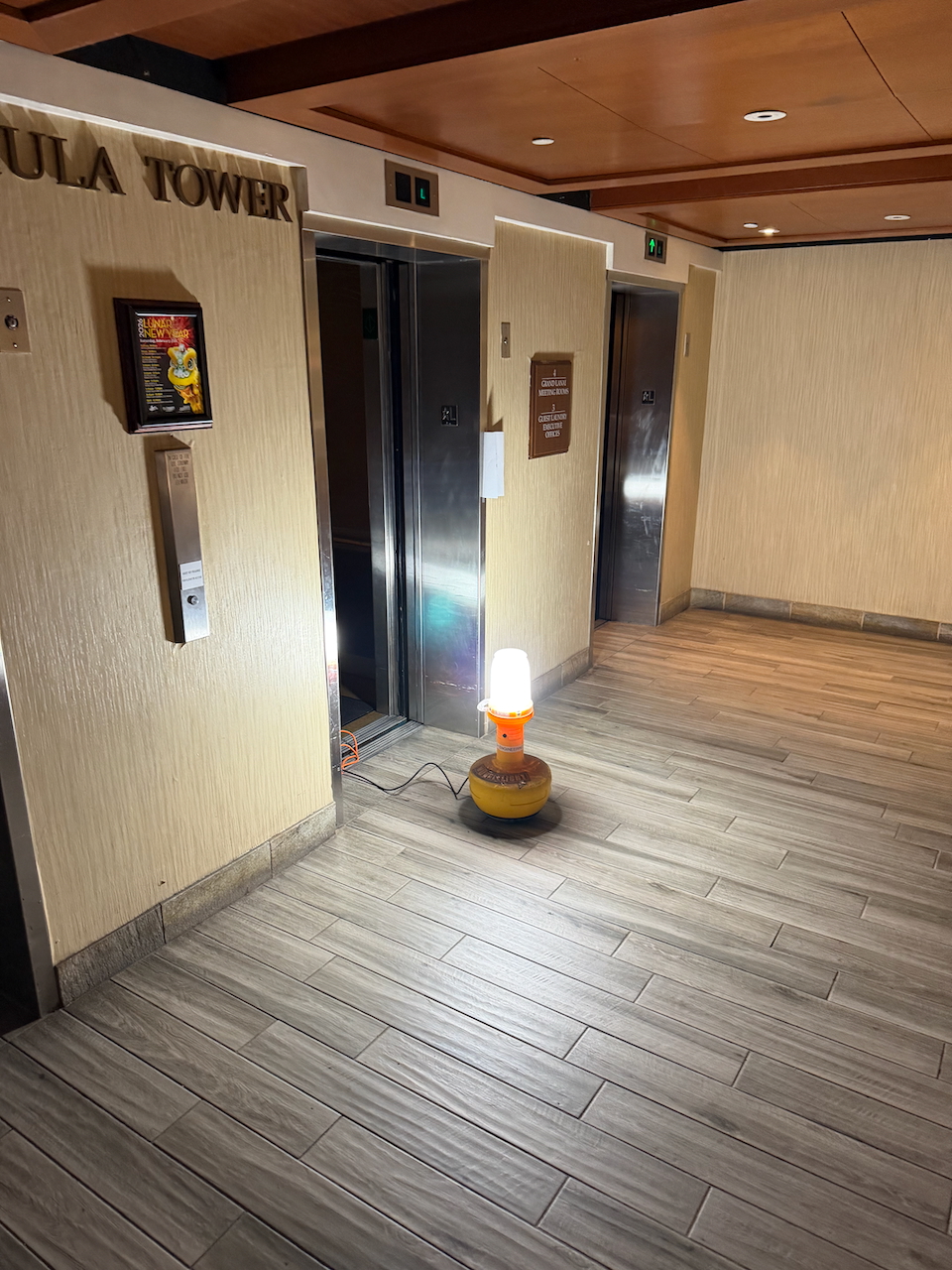 Our Hilton hotel during the power outage in Waikiki.