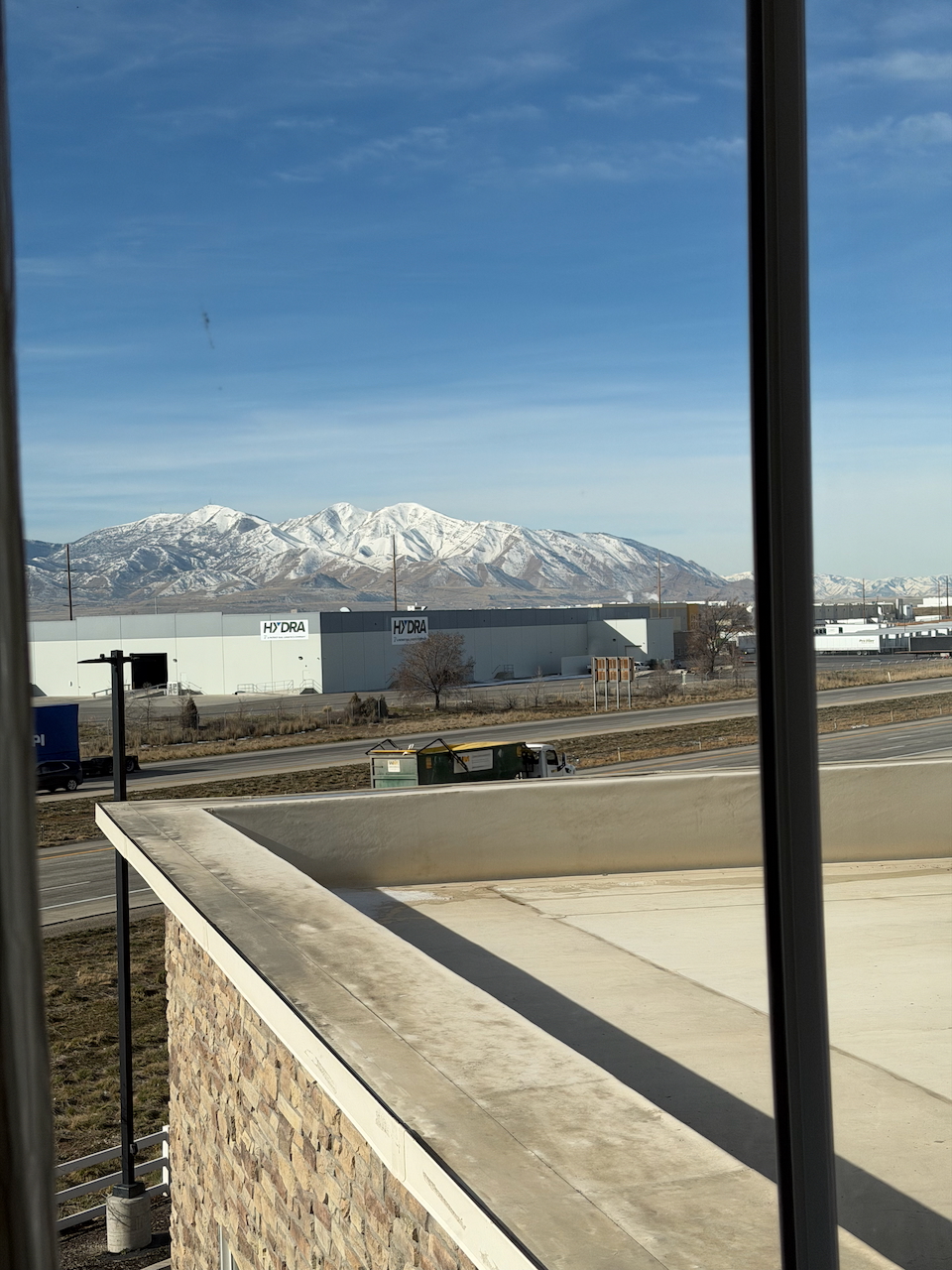 Snow-covered mountains seen from Salt Lake City.