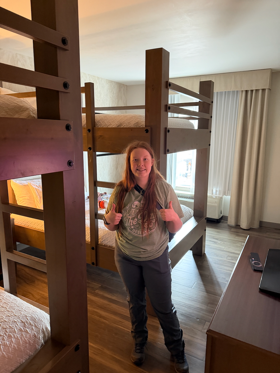 Cameron in our hotel room in Moab.